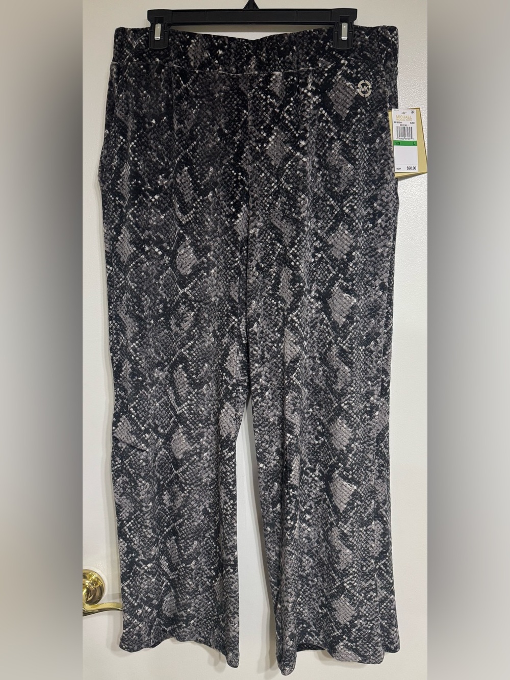 Michael Kors Black & Gray Snake-Print Wide Leg Pants